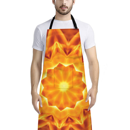 Flame Kaleidoscope Print Bib Apron With Pocket