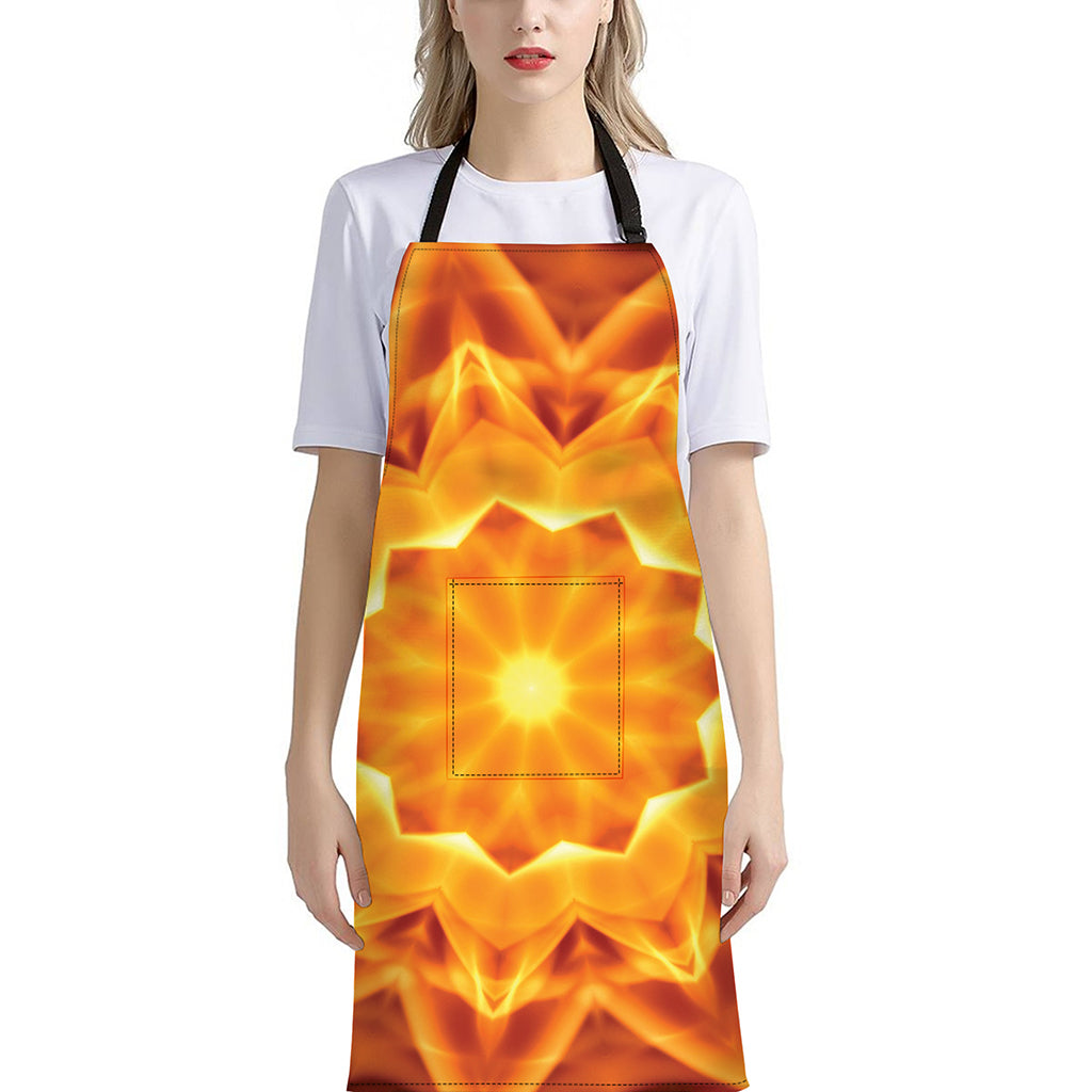 Flame Kaleidoscope Print Bib Apron With Pocket