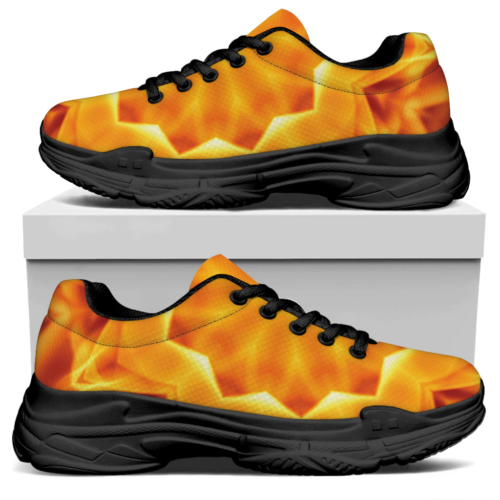 Flame Kaleidoscope Print Black Chunky Shoes