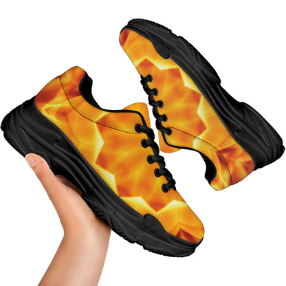 Flame Kaleidoscope Print Black Chunky Shoes
