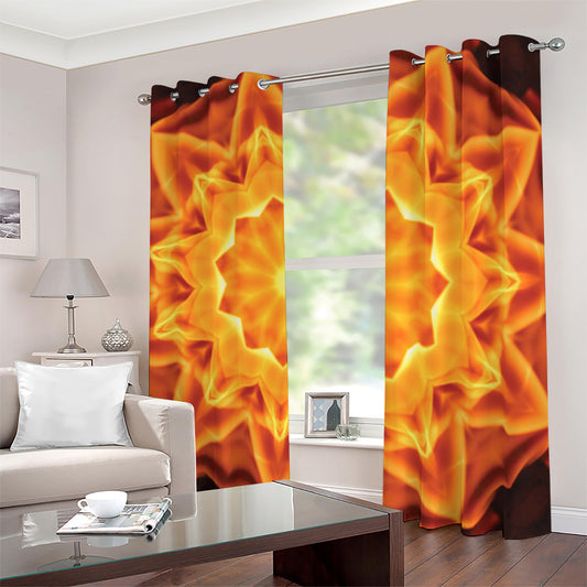 Flame Kaleidoscope Print Blackout Grommet Curtains