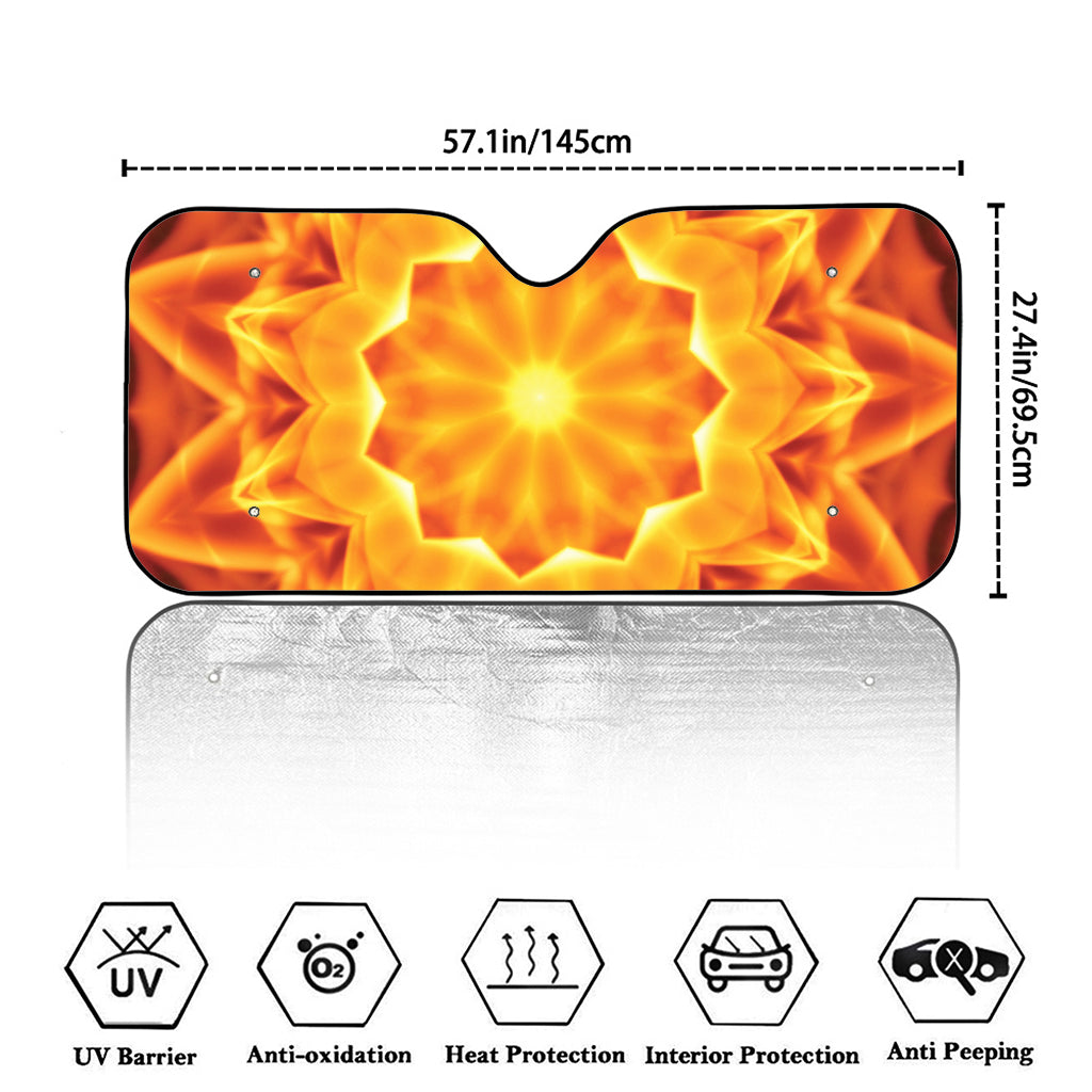 Flame Kaleidoscope Print Car Windshield Sun Shade