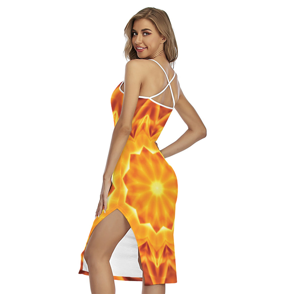 Flame Kaleidoscope Print Cross Back Cami Dress