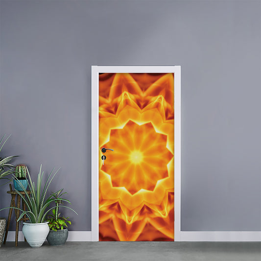 Flame Kaleidoscope Print Door Sticker
