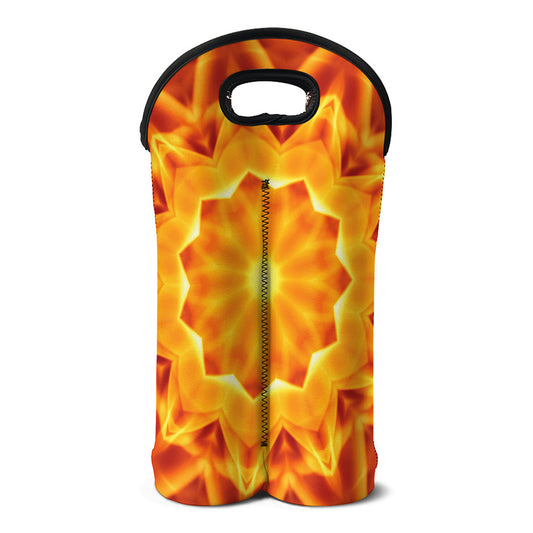 Flame Kaleidoscope Print Double Neoprene Wine Tote