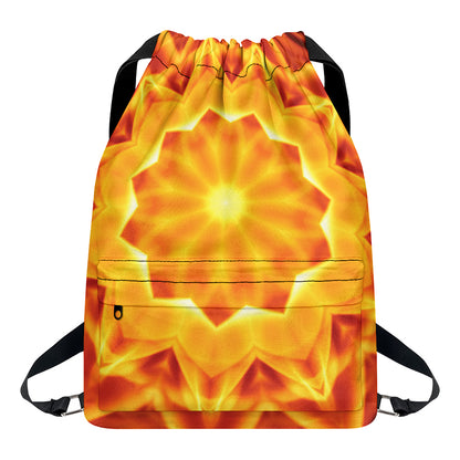 Flame Kaleidoscope Print Drawstring Backpack