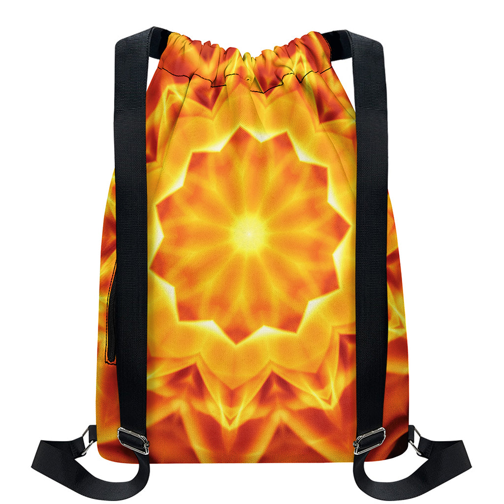Flame Kaleidoscope Print Drawstring Backpack
