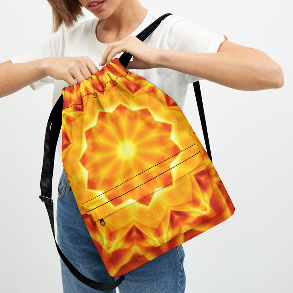Flame Kaleidoscope Print Drawstring Backpack