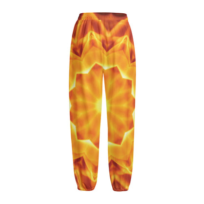 Flame Kaleidoscope Print Fleece Lined Knit Pants
