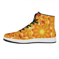 Flame Kaleidoscope Print High Top Leather Sneakers