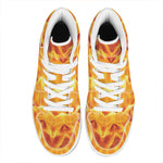 Flame Kaleidoscope Print High Top Leather Sneakers