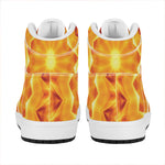 Flame Kaleidoscope Print High Top Leather Sneakers