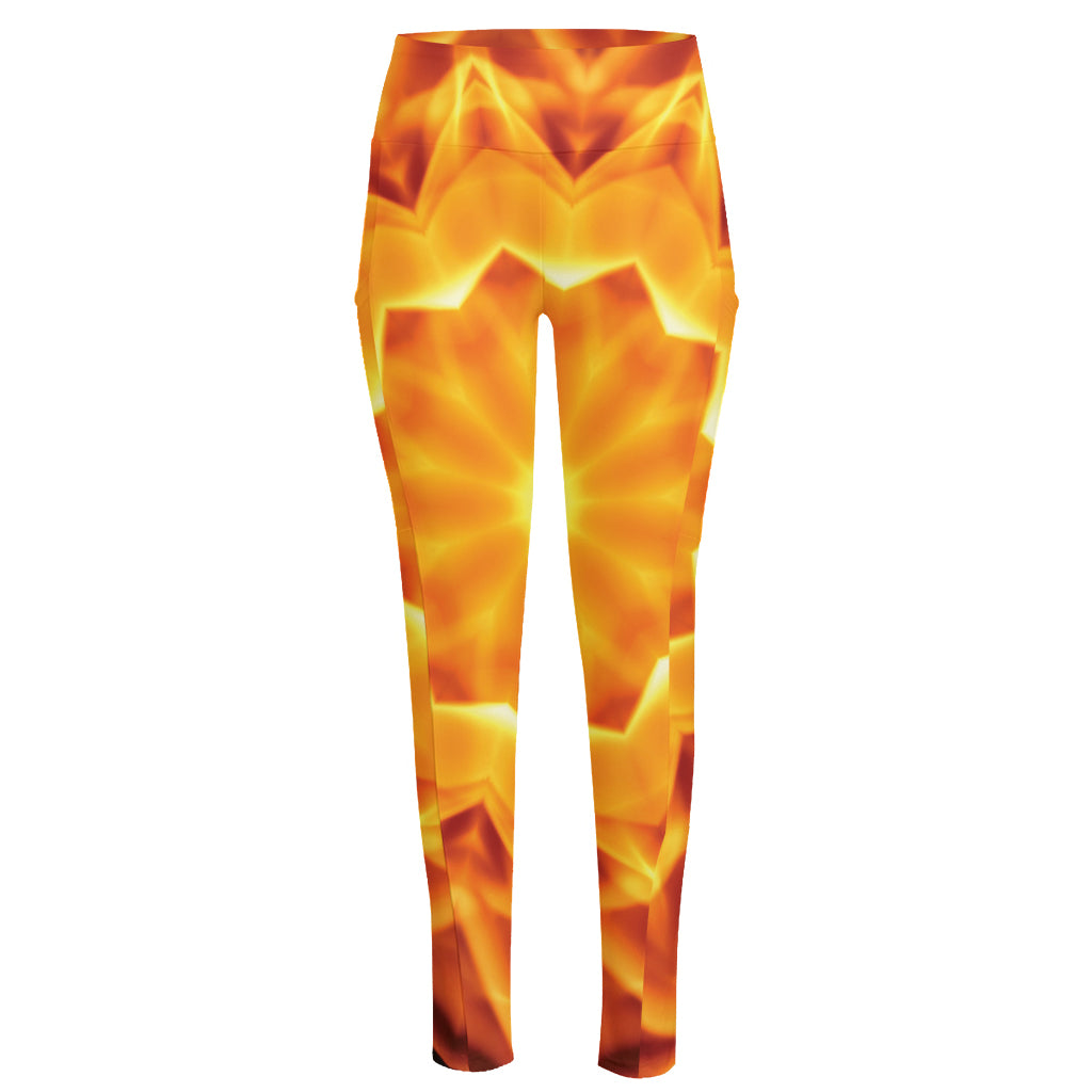 Flame Kaleidoscope Print High-Waisted Pocket Leggings