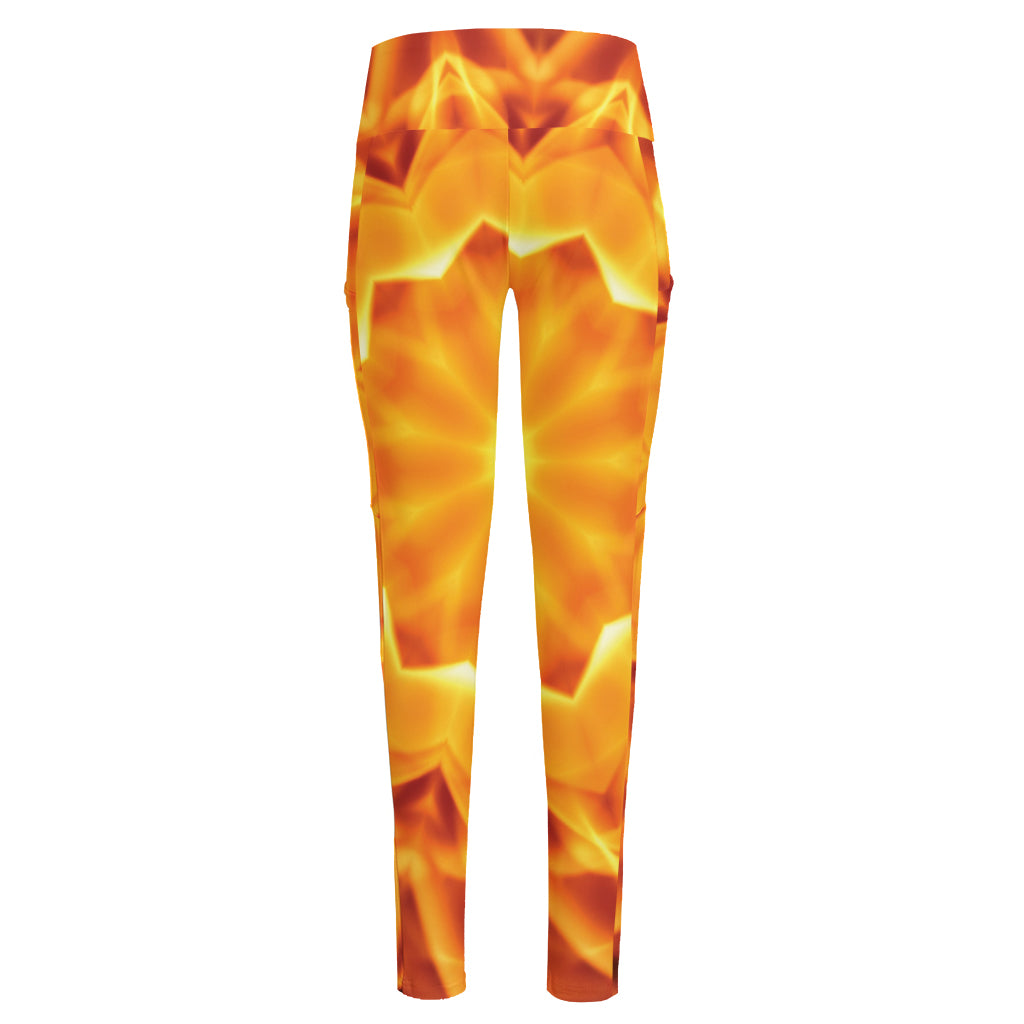 Flame Kaleidoscope Print High-Waisted Pocket Leggings