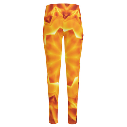 Flame Kaleidoscope Print High-Waisted Pocket Leggings