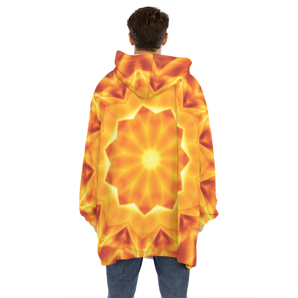 Flame Kaleidoscope Print Hoodie Blanket