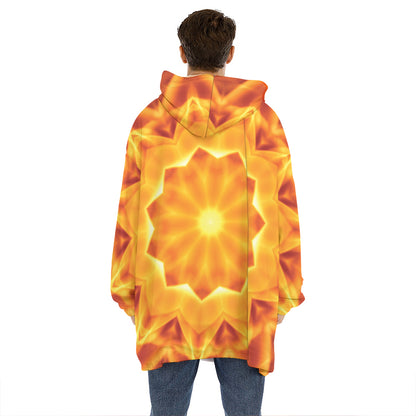 Flame Kaleidoscope Print Hoodie Blanket