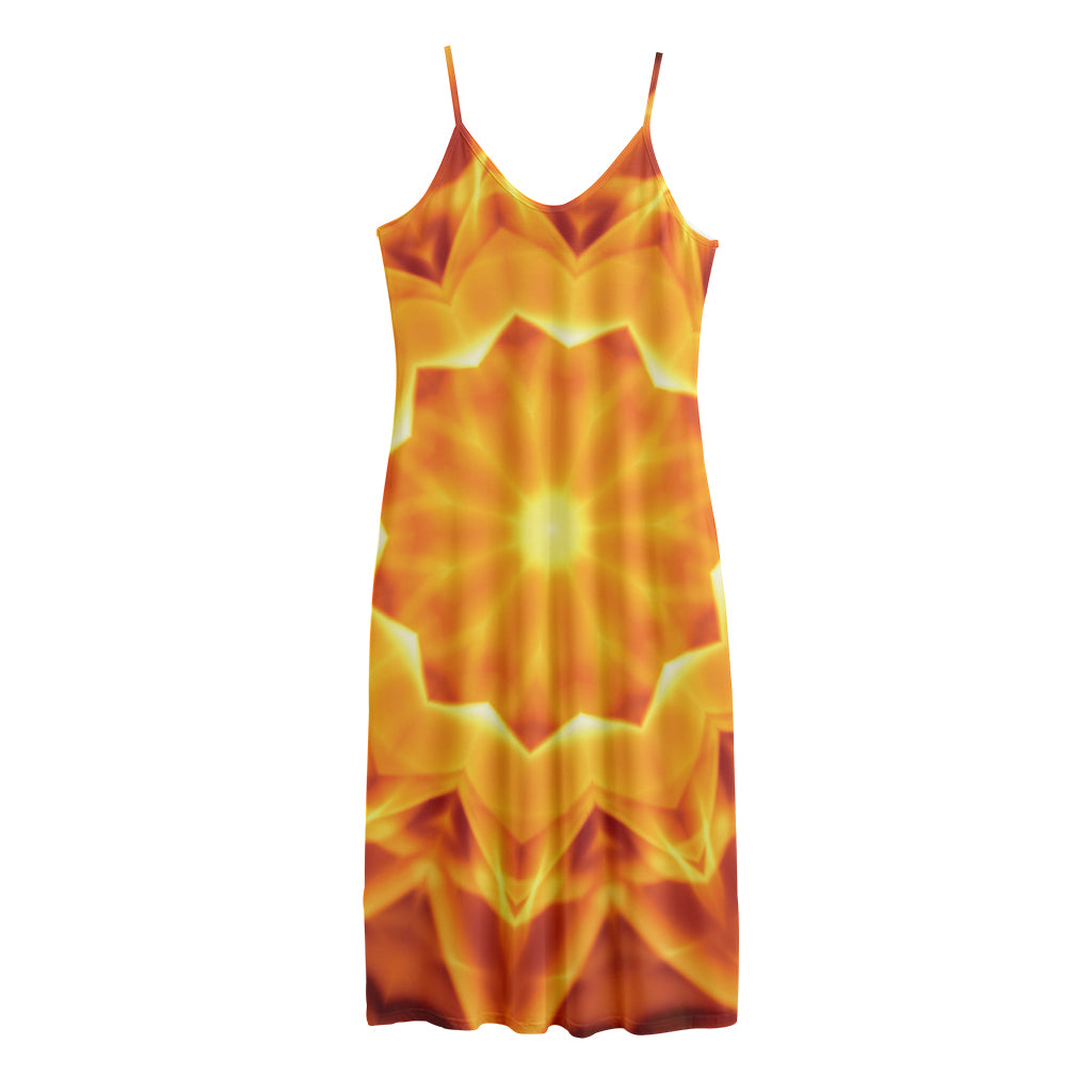 Flame Kaleidoscope Print Jersey Midi Cami Dress