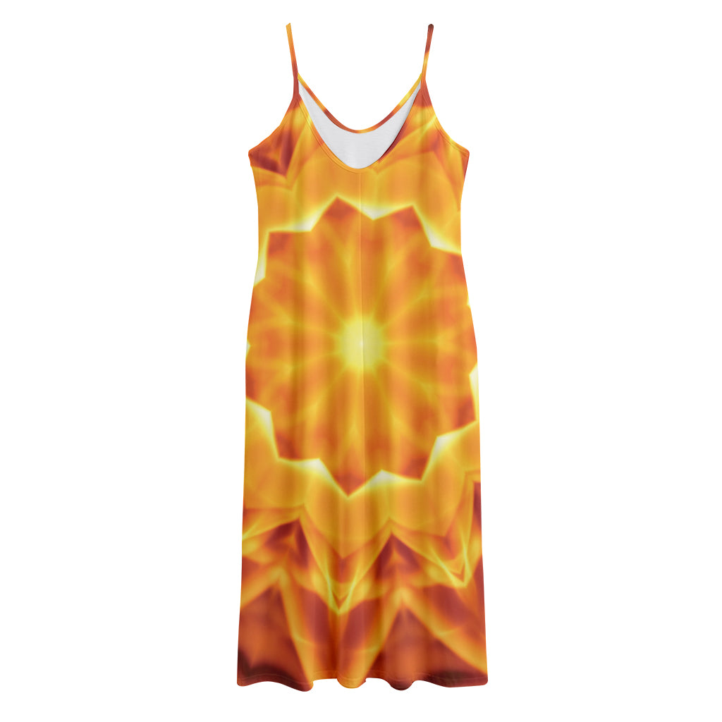 Flame Kaleidoscope Print Jersey Midi Cami Dress