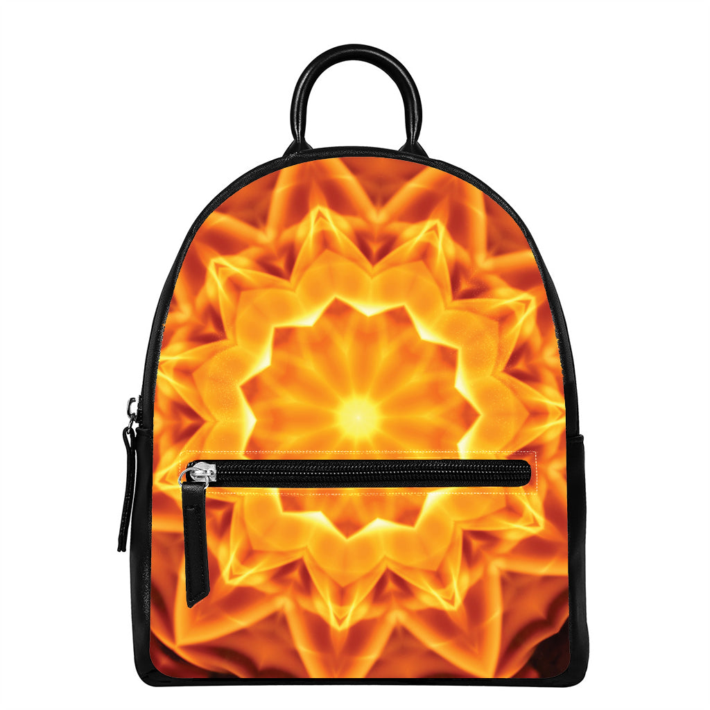 Flame Kaleidoscope Print Leather Backpack