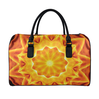 Flame Kaleidoscope Print Leather Duffle Bag