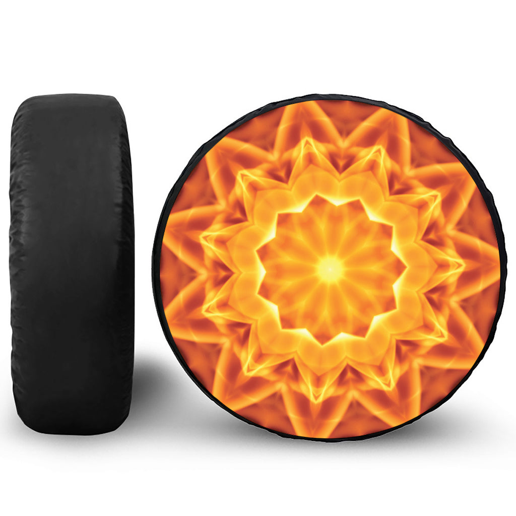 Flame Kaleidoscope Print Leather Spare Tire Cover