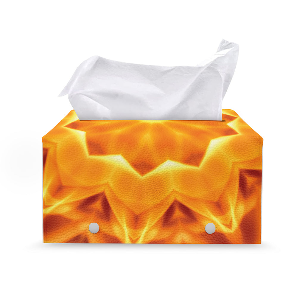 Flame Kaleidoscope Print Leather Tissue Box Cover