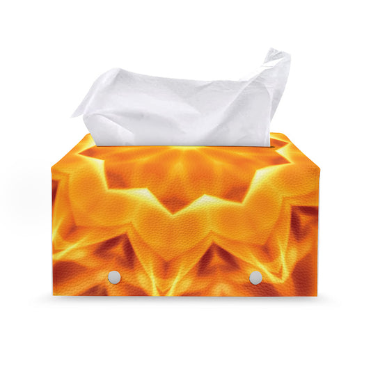 Flame Kaleidoscope Print Leather Tissue Box Cover