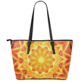 Flame Kaleidoscope Print Leather Tote Bag With Zipper