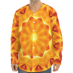 Flame Kaleidoscope Print Long Sleeve Baseball Jersey