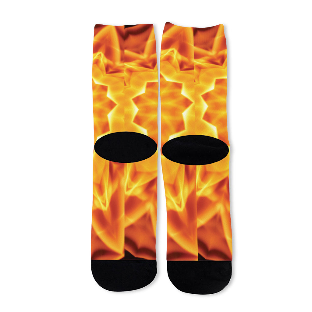 Flame Kaleidoscope Print Long Socks