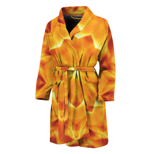 Flame Kaleidoscope Print Men's Bathrobe