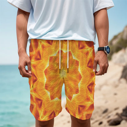 Flame Kaleidoscope Print Men's Cargo Shorts