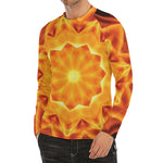 Flame Kaleidoscope Print Men's Long Sleeve Rash Guard