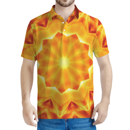 Flame Kaleidoscope Print Men's Polo Shirt