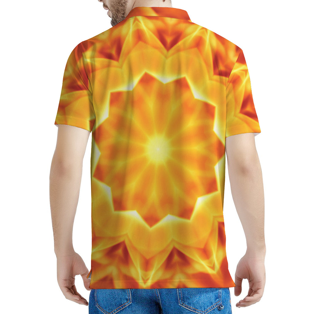 Flame Kaleidoscope Print Men's Polo Shirt