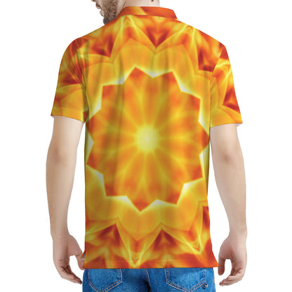 Flame Kaleidoscope Print Men's Polo Shirt