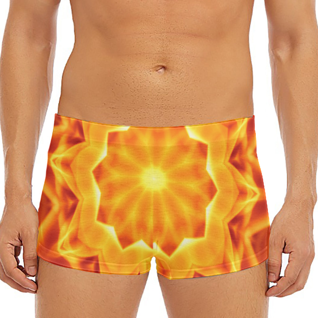 Flame Kaleidoscope Print Men's Short Boxer Briefs