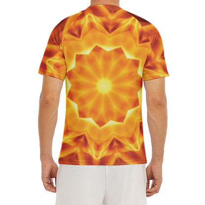Flame Kaleidoscope Print Men's Short Sleeve Rash Guard