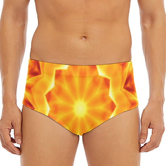 Flame Kaleidoscope Print Men's Triangle Swim Briefs
