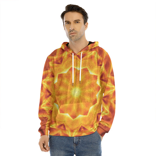 Flame Kaleidoscope Print Men's Velvet Pullover Hoodie
