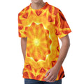 Flame Kaleidoscope Print Men's Velvet T-Shirt