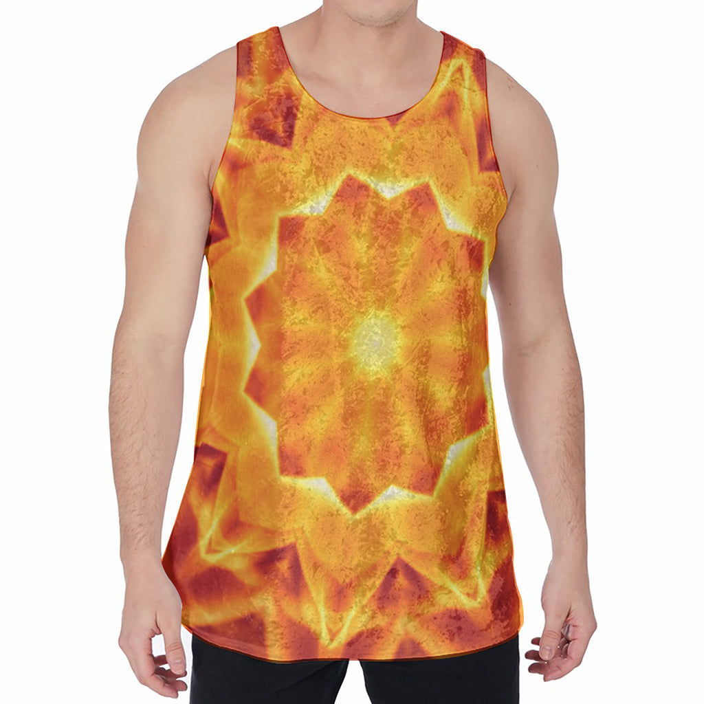 Flame Kaleidoscope Print Men's Velvet Tank Top