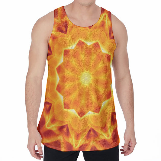 Flame Kaleidoscope Print Men's Velvet Tank Top