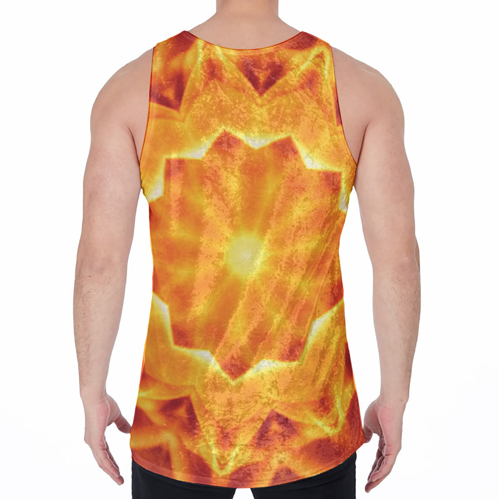 Flame Kaleidoscope Print Men's Velvet Tank Top