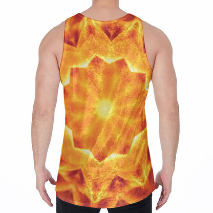 Flame Kaleidoscope Print Men's Velvet Tank Top