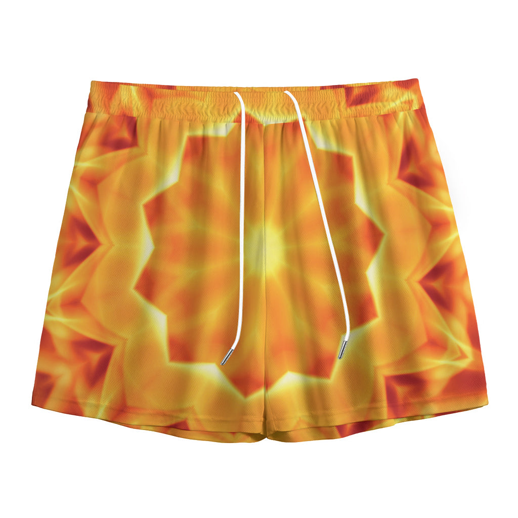 Flame Kaleidoscope Print Mesh Shorts