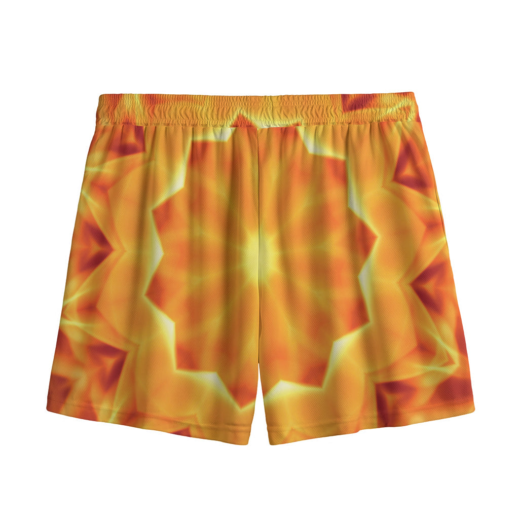 Flame Kaleidoscope Print Mesh Shorts