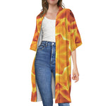 Flame Kaleidoscope Print Open Front Beach Cover Up