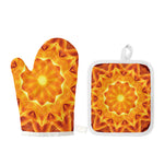 Flame Kaleidoscope Print Oven Mitt And Pot Holder Set